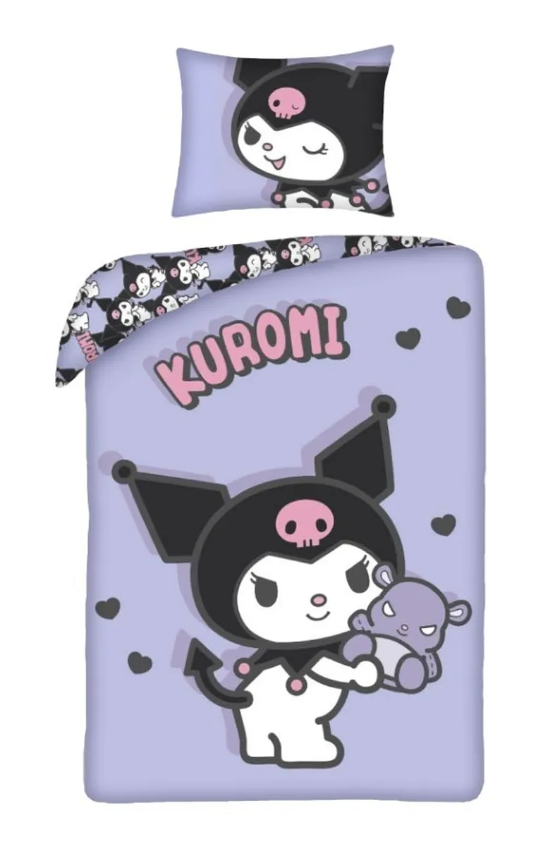 Hello Kitty & Kuromi, 2-częściowy komplet pościeli z mikrofibry, 140-200 cm