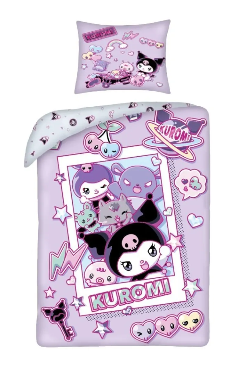 Hello Kitty & Kuromi, 2-częściowy komplet pościeli z mikrofibry, 140-200 cm