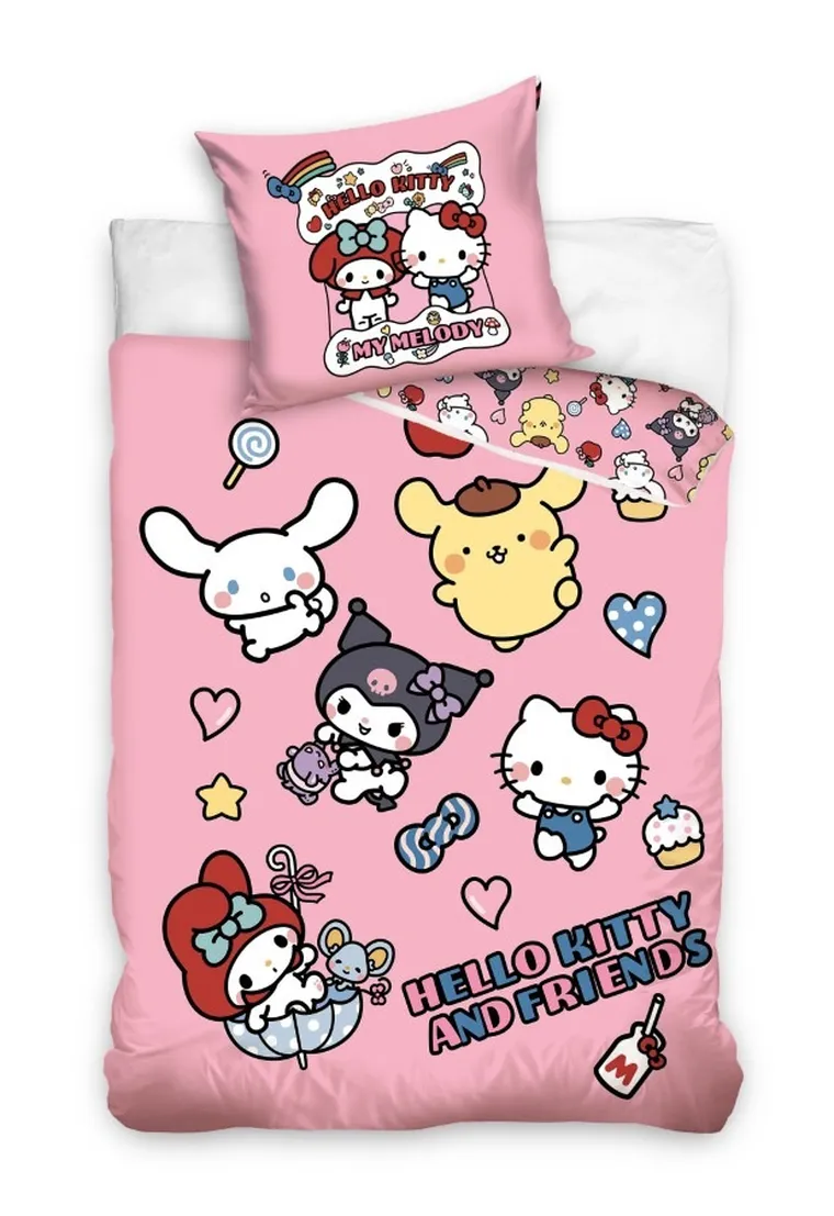 Hello Kitty, 2-częściowy komplet pościeli bawełnianej, 140-200 cm