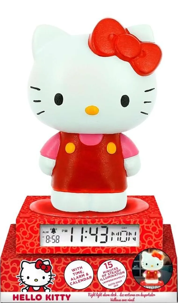 Hello Kitty, lampka 3D z budzikiem
