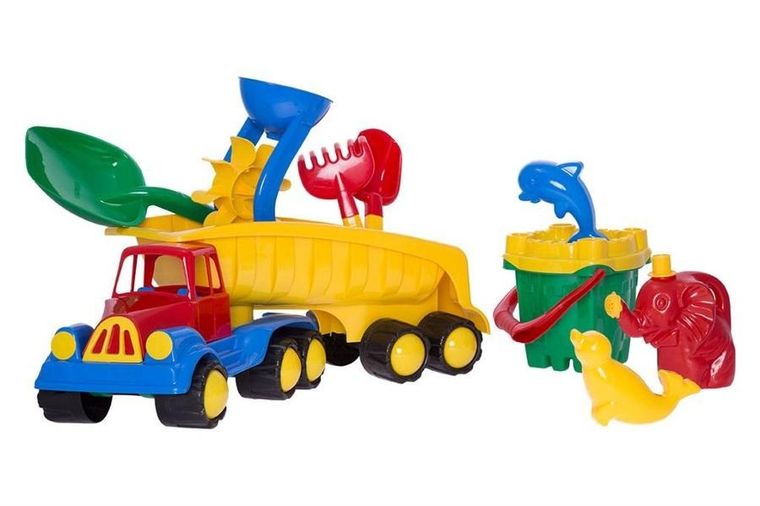 Hemar Family, zamek, samochód z naczepą, zestaw z wiaderkiem do piasku i akcesoriami