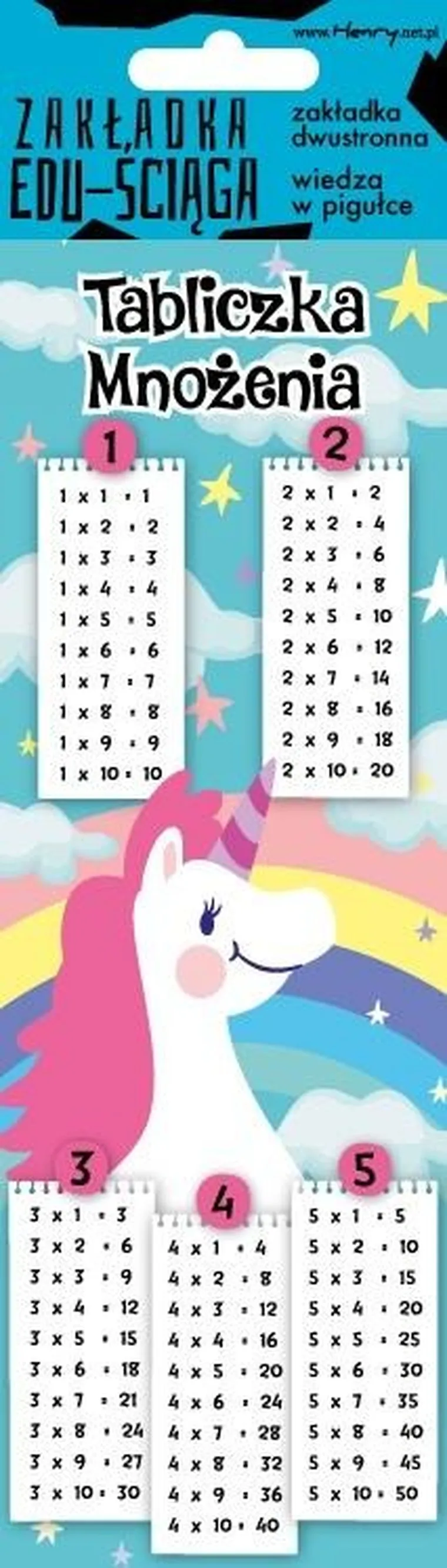 Henry, Edu-Ściąga, zakładka do książki, Tabliczka mnożenia, jednorożec