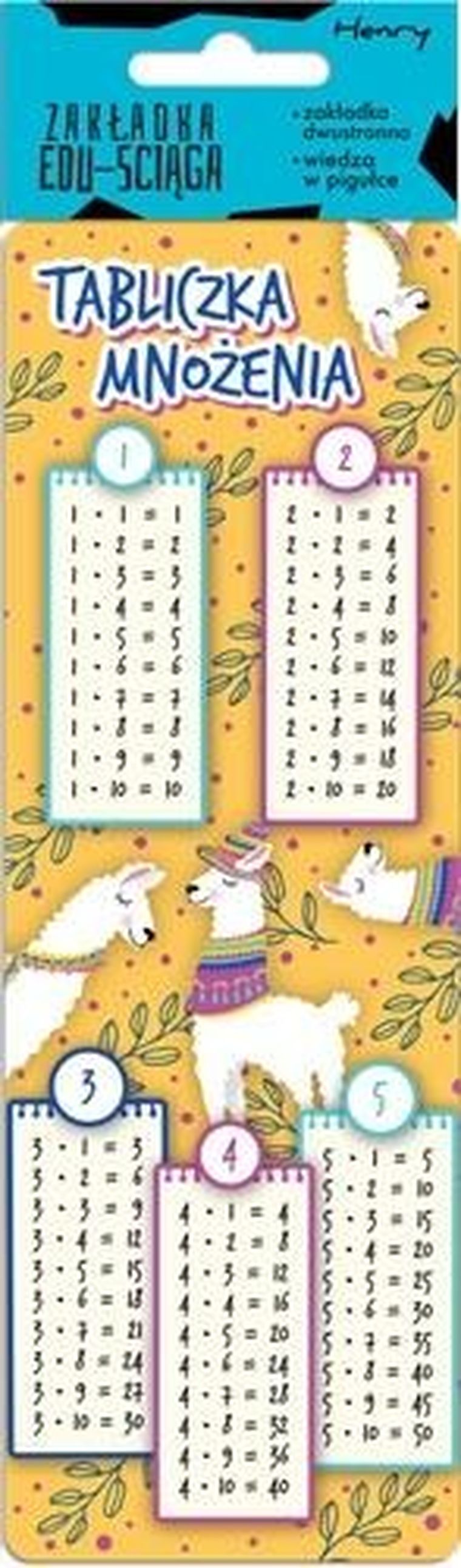 Henry, Edu-Ściąga, zakładka do książki, Tabliczka mnożenia, lamy
