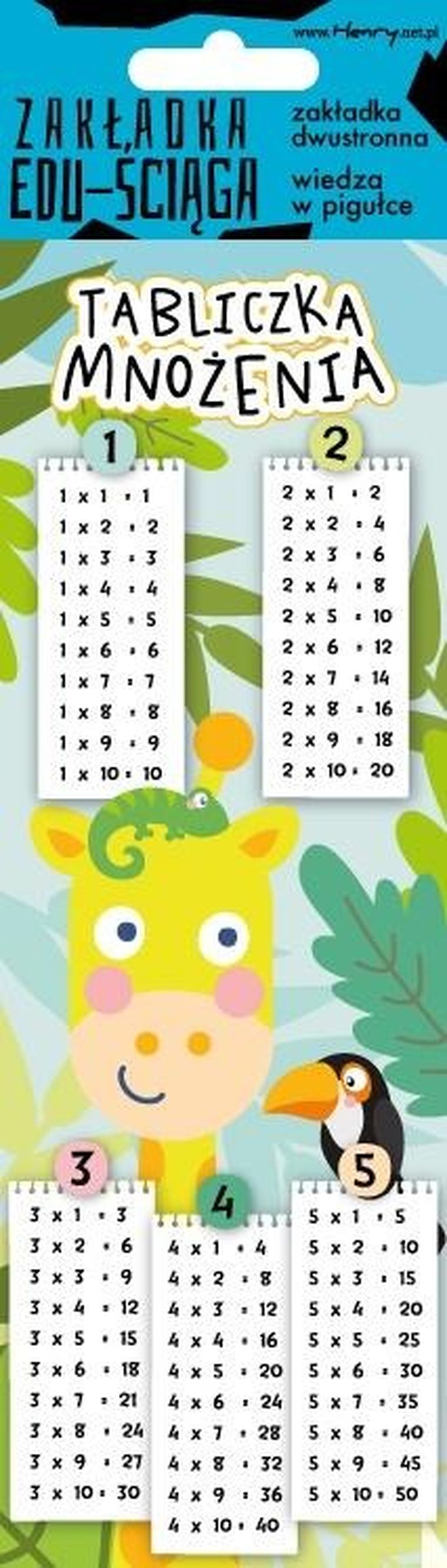Henry, Edu-Ściąga, zakładka do książki, Tabliczka mnożenia, żyrafa