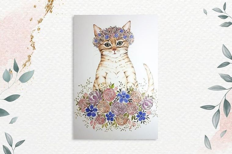 Henry, karnet A5, kot w kwiatach