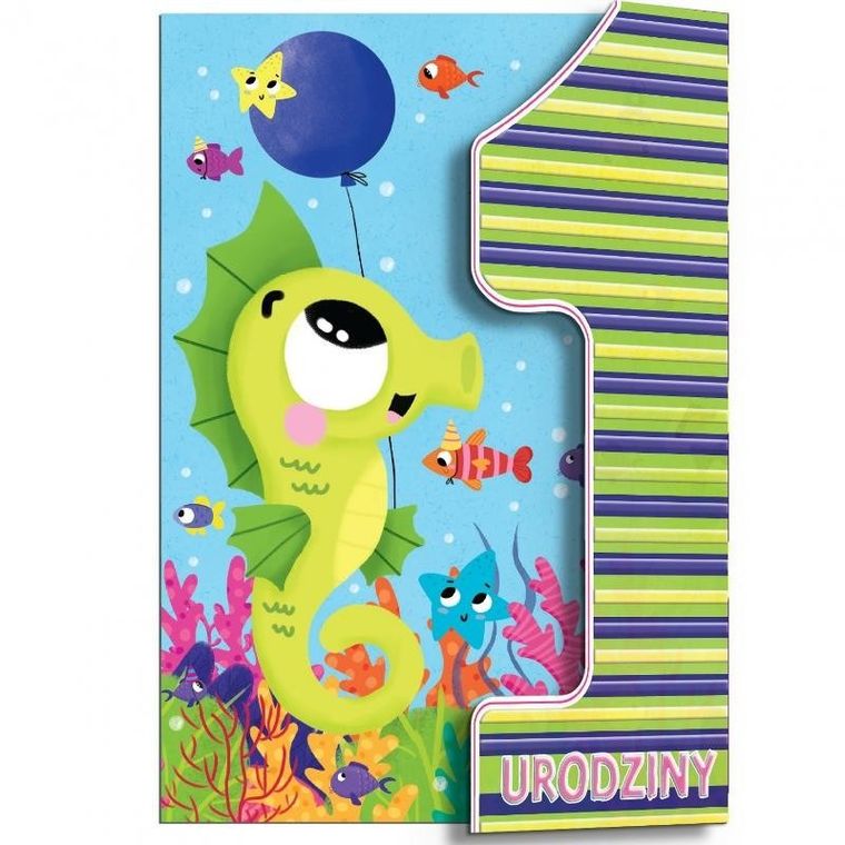 Henry, karnet A5, urodziny roczek, Konik morski