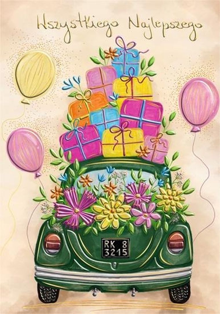 Henry, karnet A5 z kopertą, złocony, zielone auto