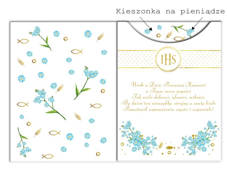 Henry, karnet B6, I Komunia Święta, z kieszonką, IHS