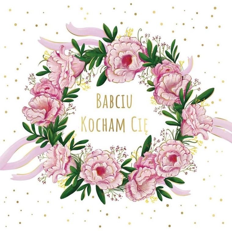 Henry, karnet dzien babci z kopertą, wianek, różowy, 150-150 cm