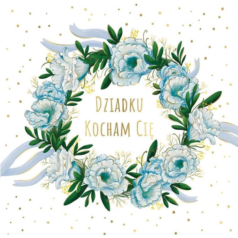 Henry, karnet dzien dziadka z kopertą, wianek, niebieski, 150-150 cm