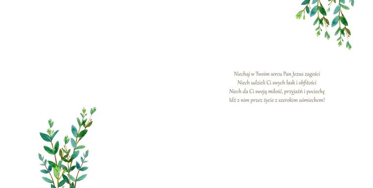 Henry, karnet, I Komunia Święta, liście, lakier 3D