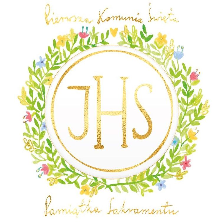 Henry, karnet, komunia, wianek kwiaty