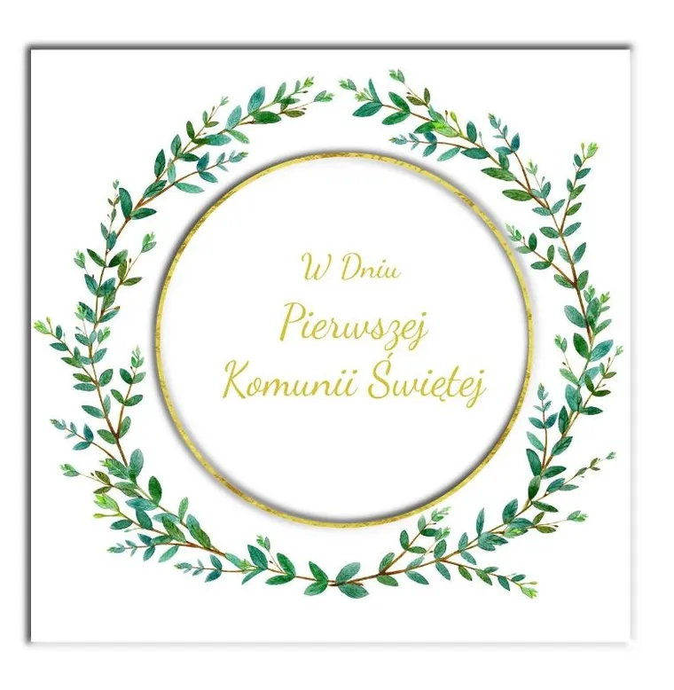 Henry, karnet, komunia, wianek liście