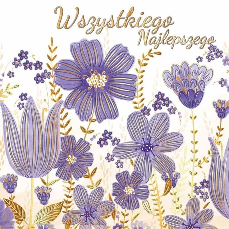 Henry, karnet kwadratowy, Imieniny, Kwiaty fiolerowe