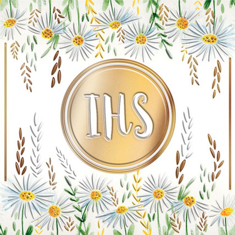 Henry, karnet kwadratowy, Komunia. Stokrotki IHS