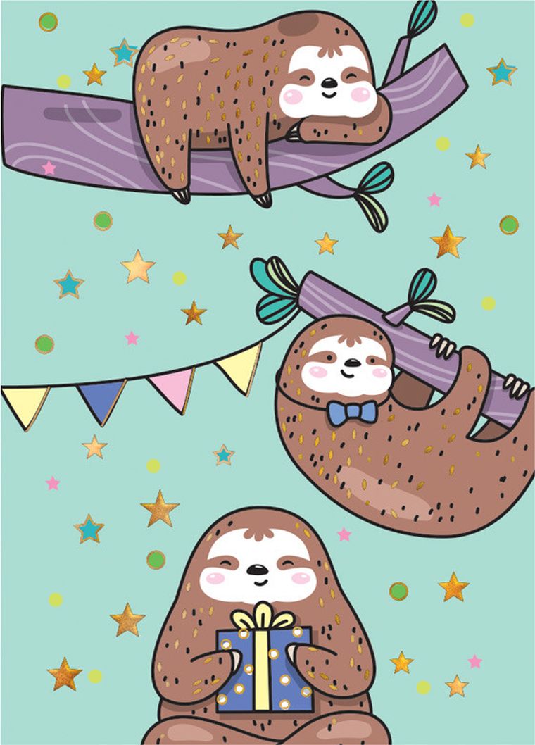 Henry, karnet okazjonalny z kopertą, B6, leniwiec