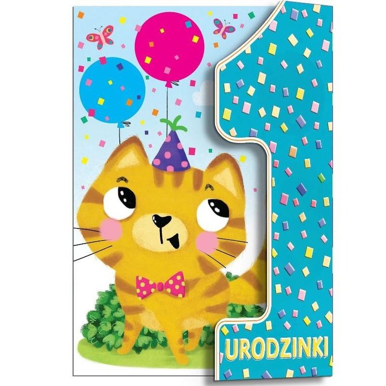 Henry, karnet urodzinowy z klapką A5, roczek, Kotek