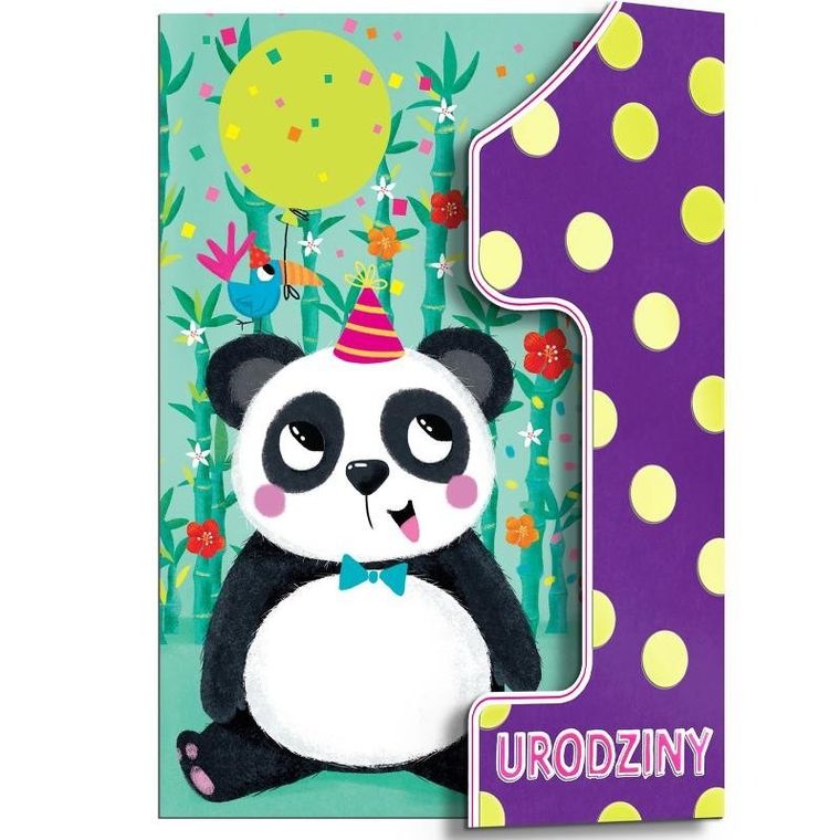 Henry, karnet urodzinowy z klapką A5, roczek, Panda