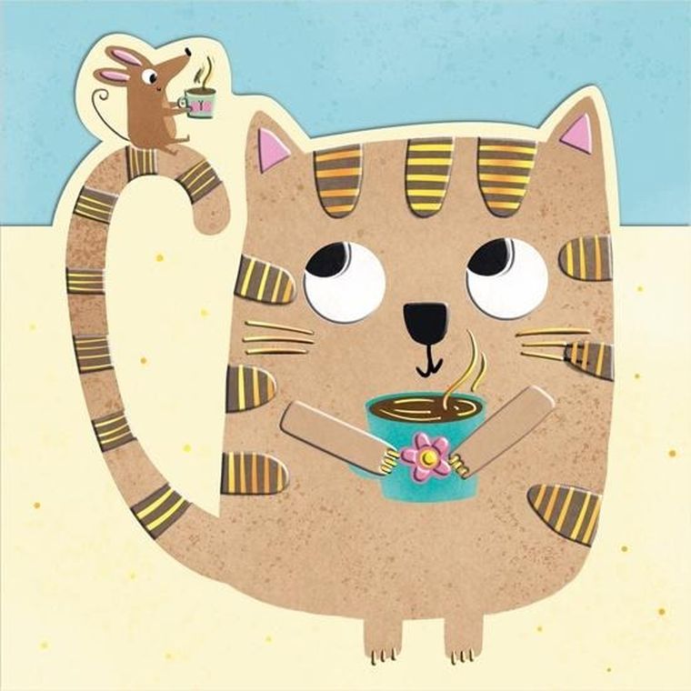 Henry, karnet wycinany, kot z myszką