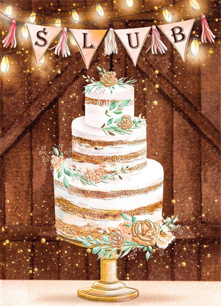 Henry, karnet z kieszonką, B6, ślub, tort boho