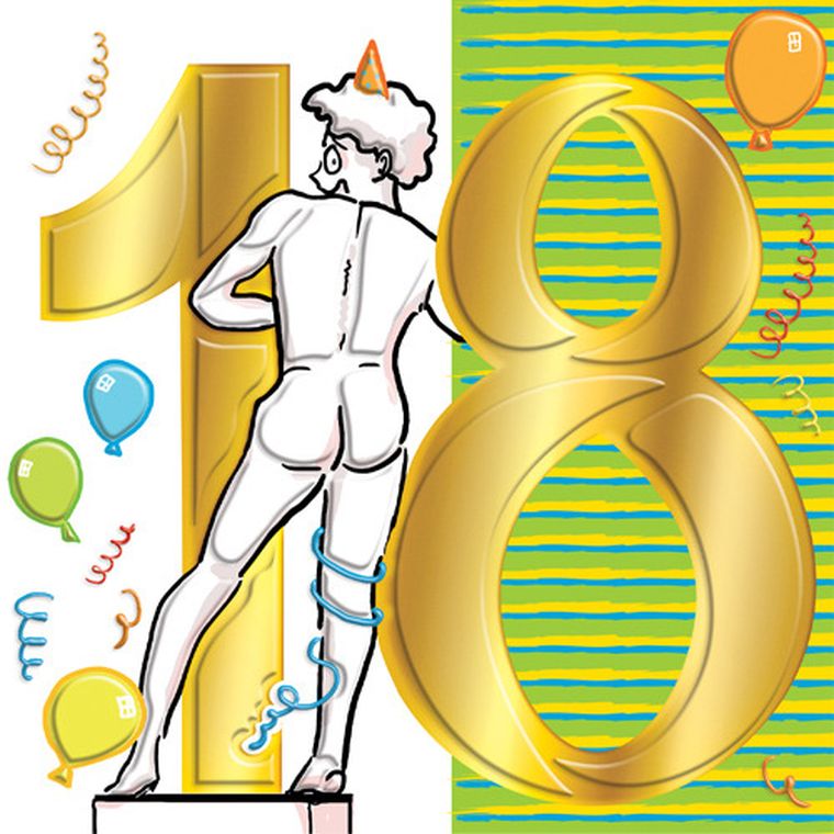 Henry, karnet z kopertą, 15-15 cm, Urodziny 18, Posąg