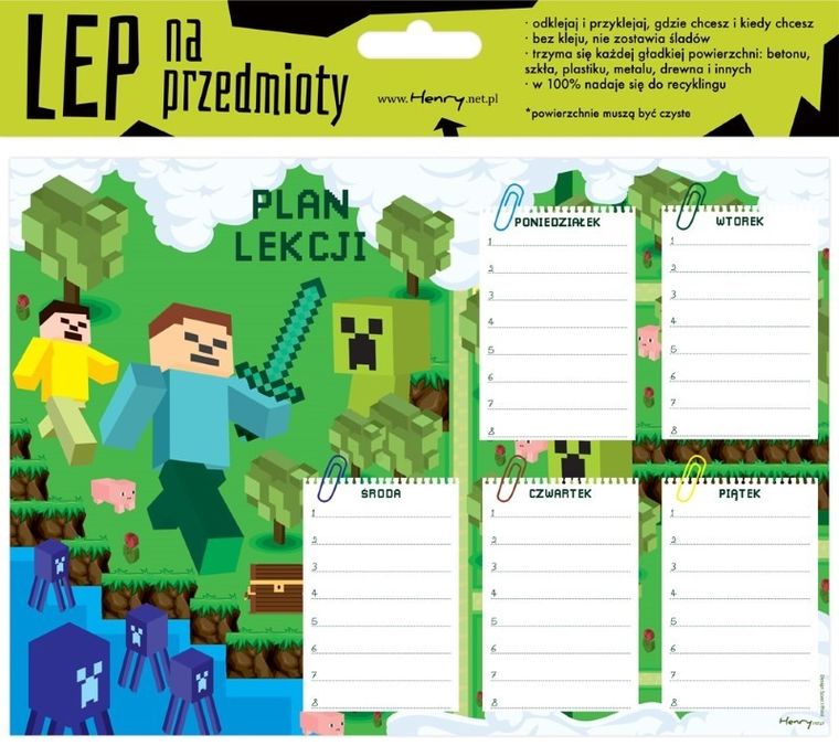 Henry, Lep na przedmioty, elektrostatyczny plan lekcji, A5, gra