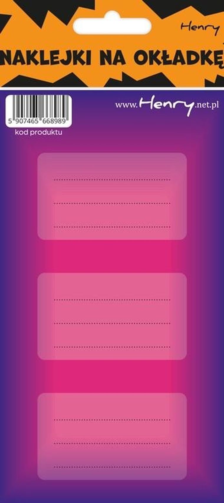 Henry, naklejki na zeszyty, niebiesko-różowe