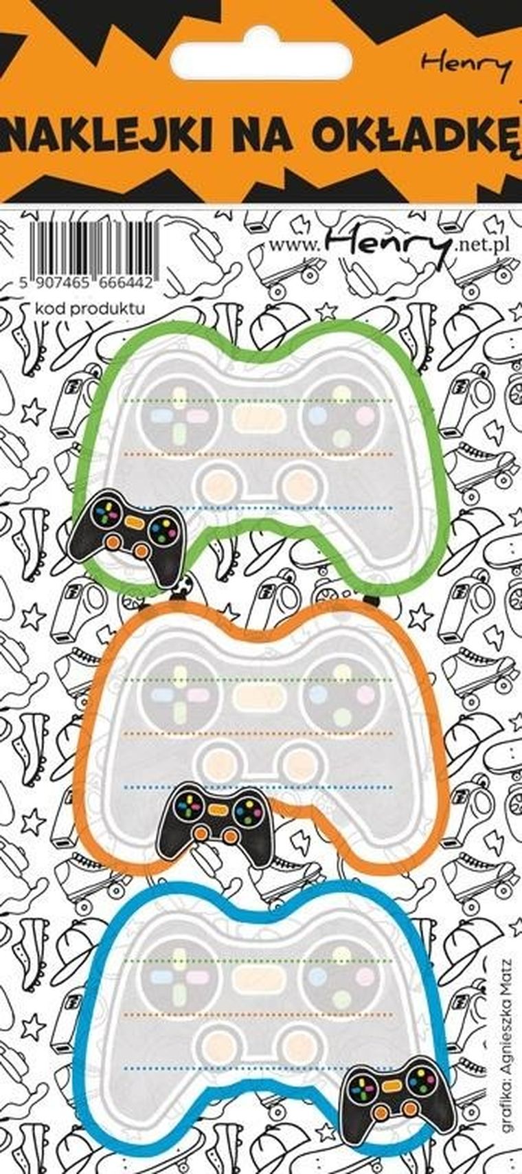 Henry, naklejki na zeszyty, Pad