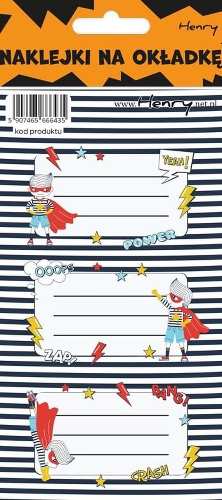Henry, naklejki na zeszyty, Superbohater