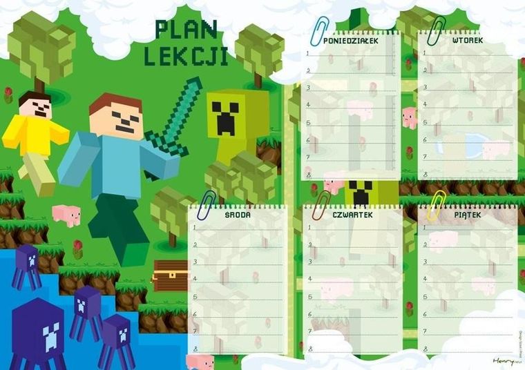Henry, plan lekcji z tabliczką mnożenia, A5, gra