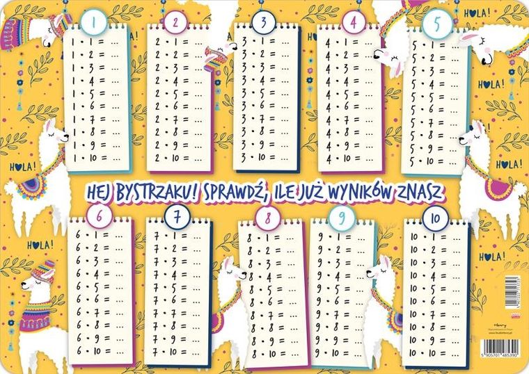 Henry, podkładka na biurko, tabliczka mnożenia, lamy
