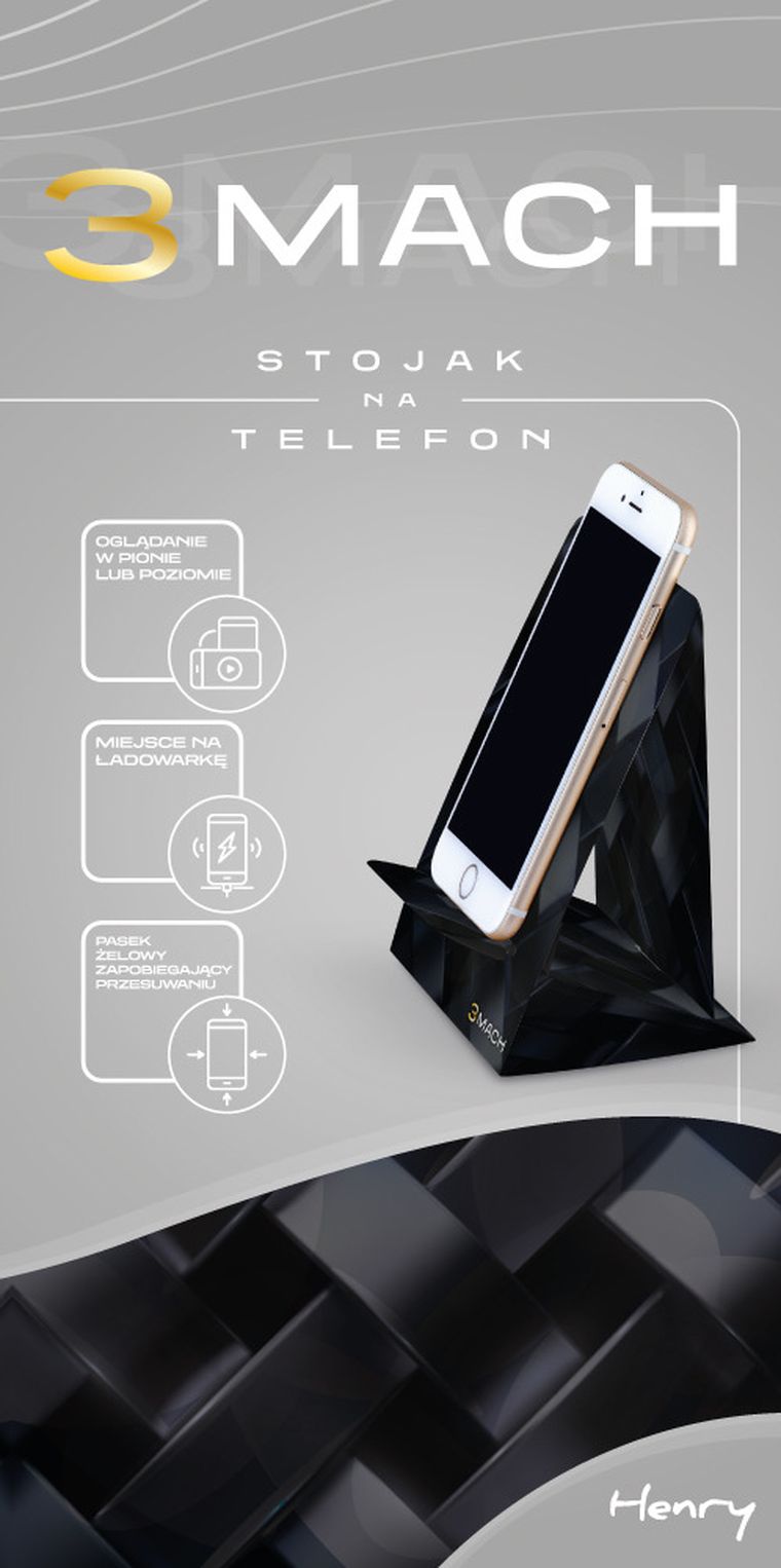 Henry, stojak na telefon, karbon