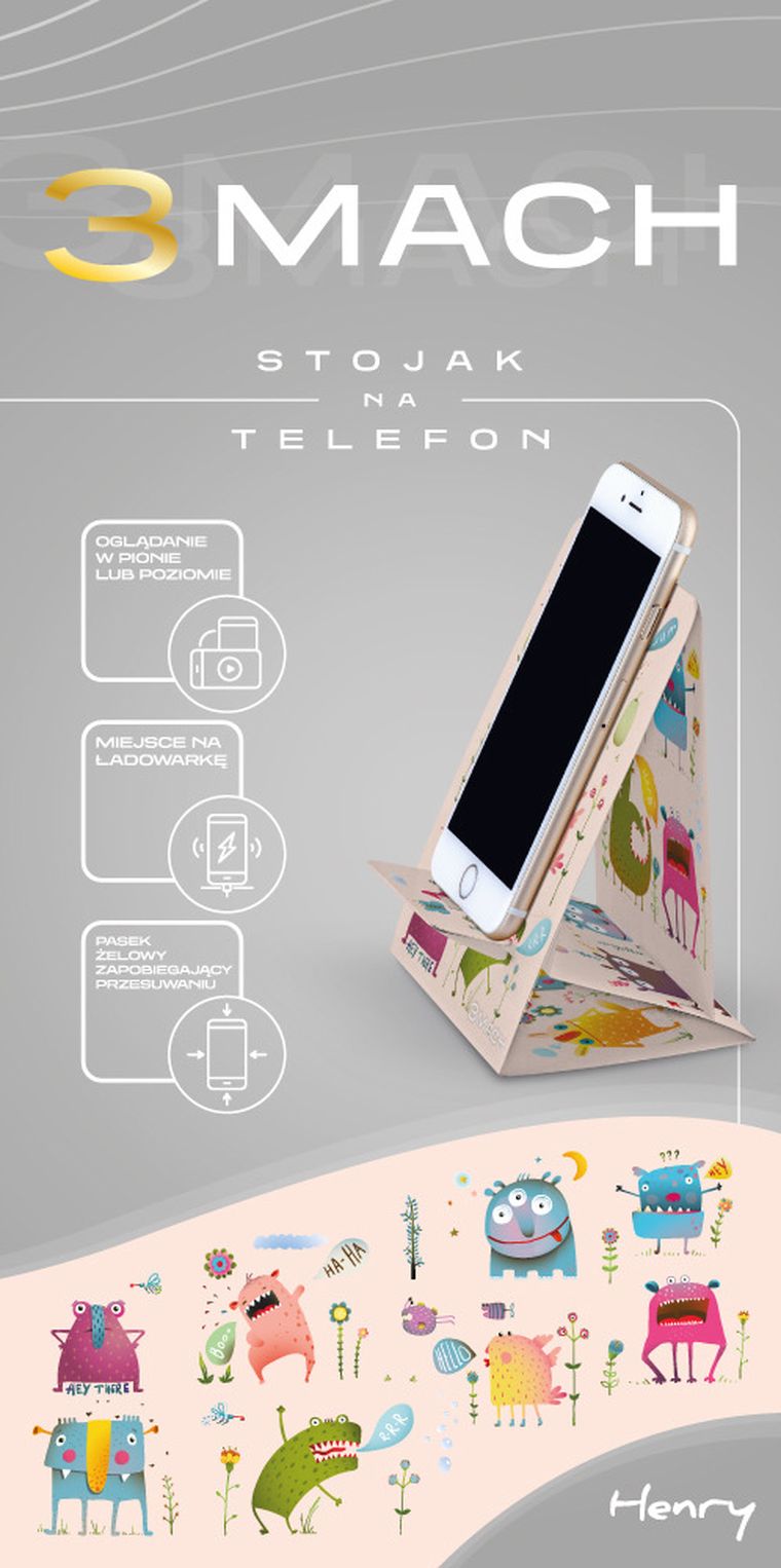 Henry, stojak na telefon, potwory