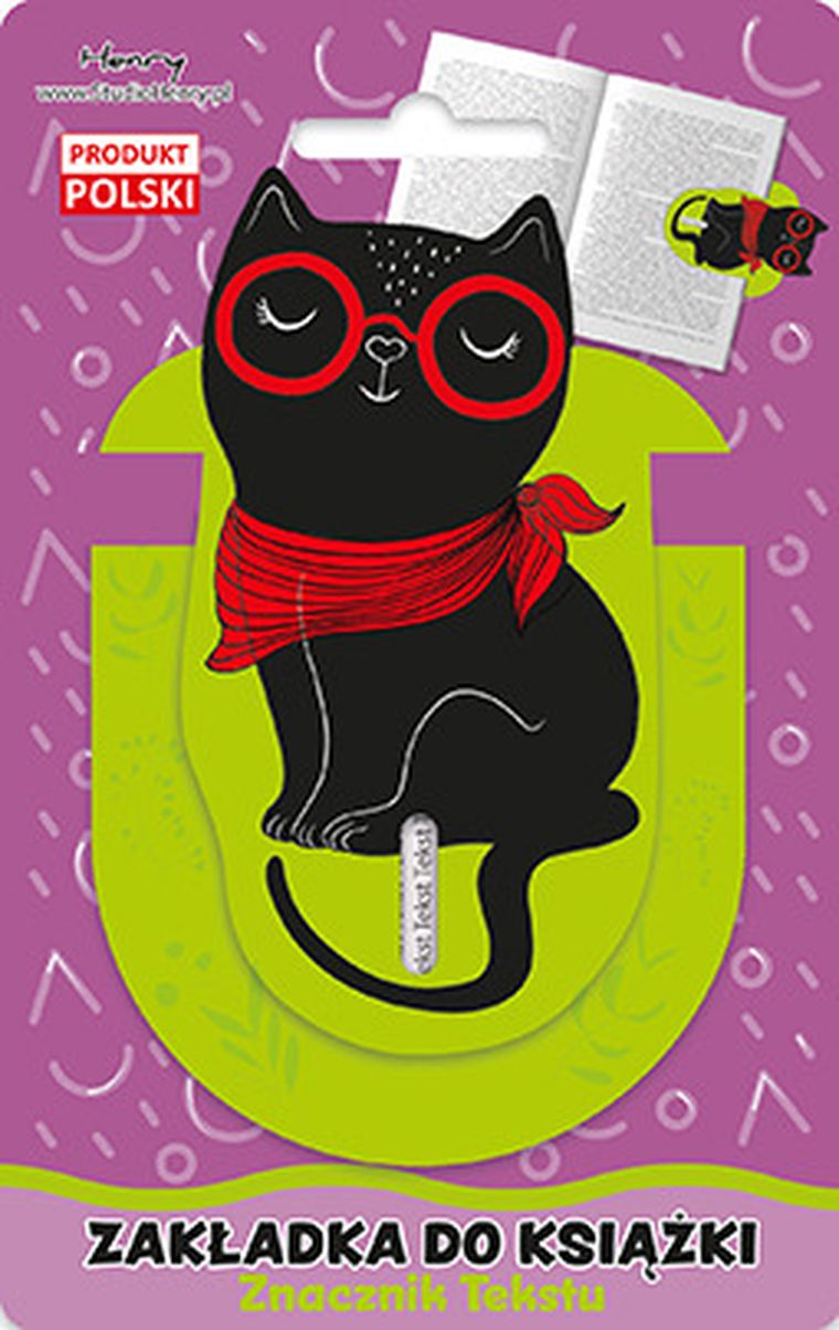 Henry, zakładka do książki ze znacznikiem, Kot w okularach
