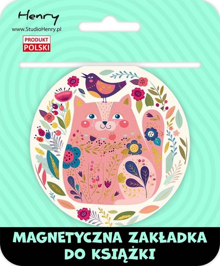 Henry, zakładka magnetyczna do książki, kot różowy