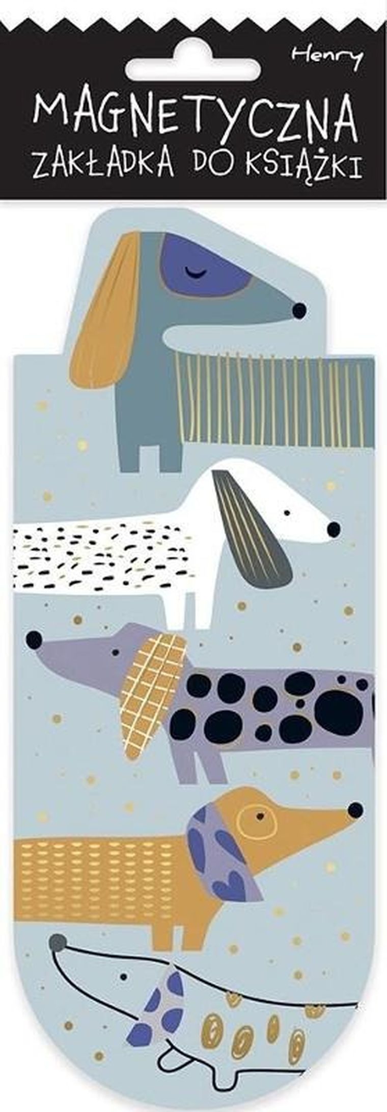 Henry, zakładka magnetyczna, owal, szare psy