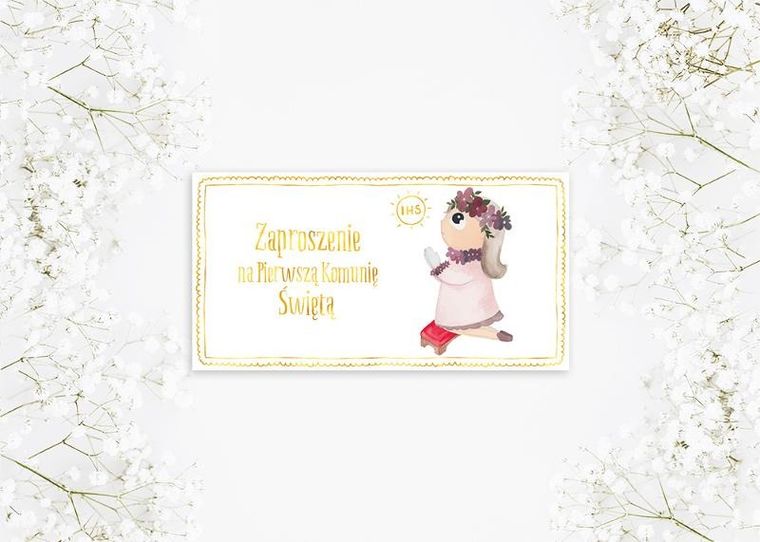 Henry, zaproszenie z kopertą, komunia, 80-155 mm