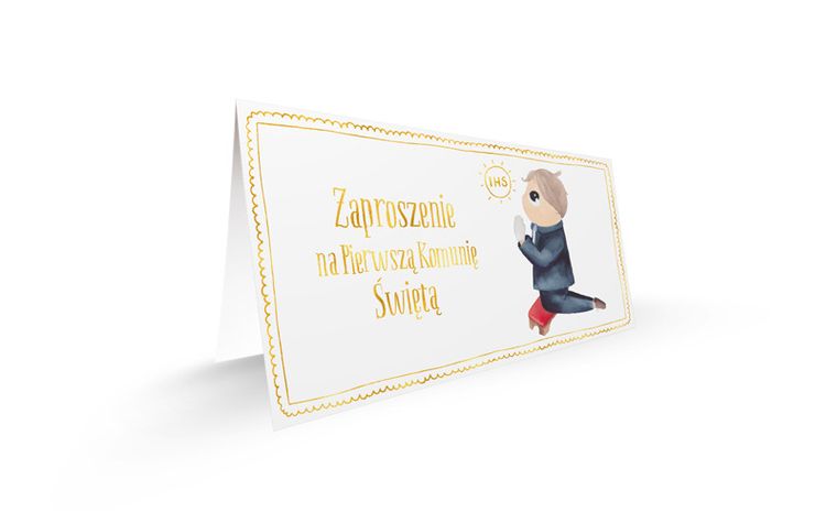 Henry, zaproszenie z kopertą, komunia, 80-155 mm