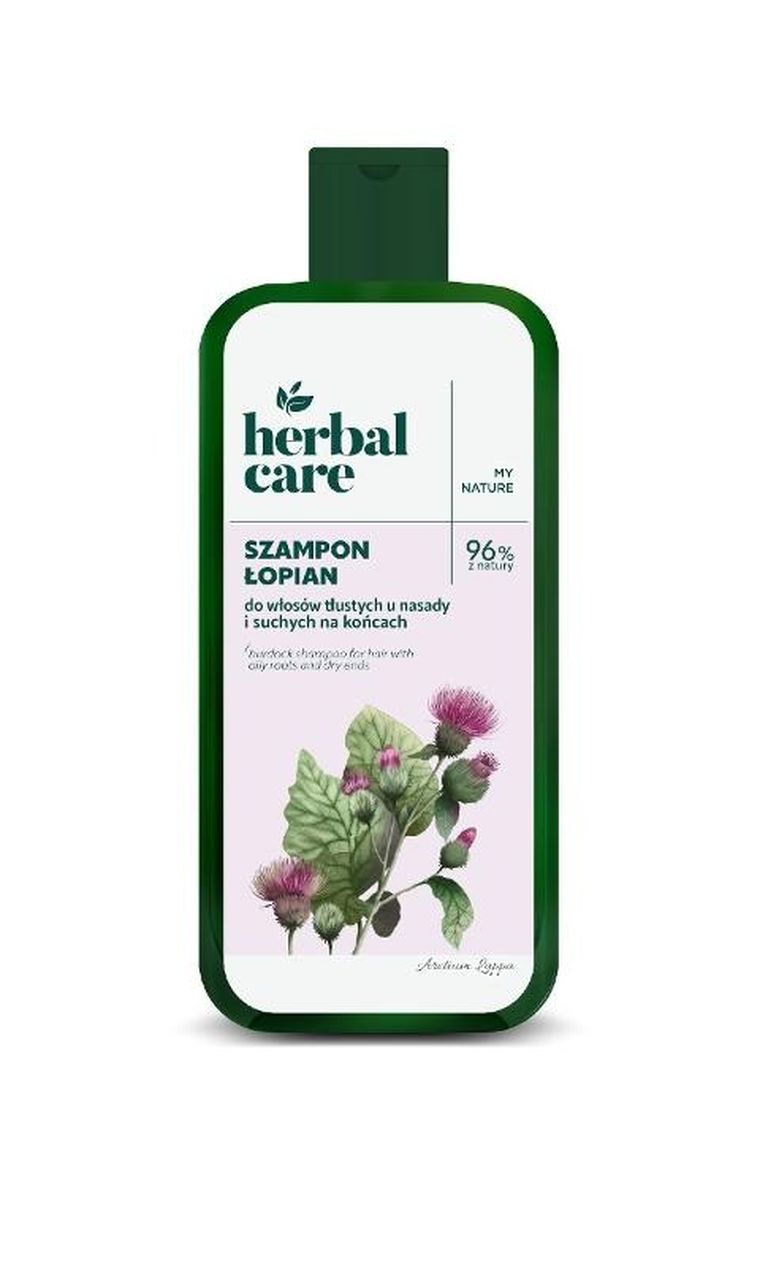 Herbal Care, szampon do włosów tłustych u nasady i suchych na końcach, łopian, 330 ml