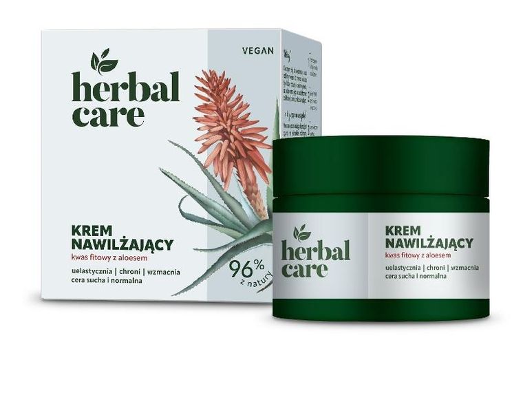 Herbal Care, Vegan, krem nawilżający na dzień i noc z kwasem fitowym i aloesem, 50 ml