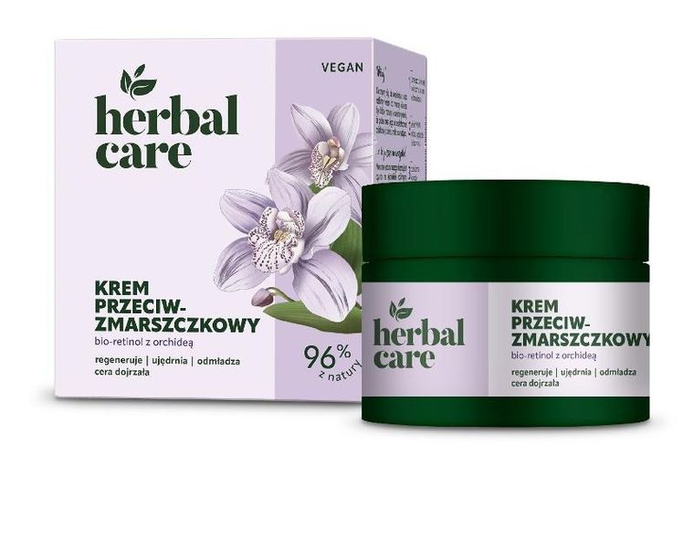 Herbal Care, Vegan, krem przeciwzmarszczkowy na dzień i noc z bio-retinolem i orchideą, 50 ml