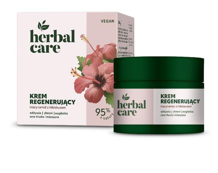Herbal Care, Vegan, krem regenerujący na dzień i noc z niacynamidem i hibiskusem, 50 ml