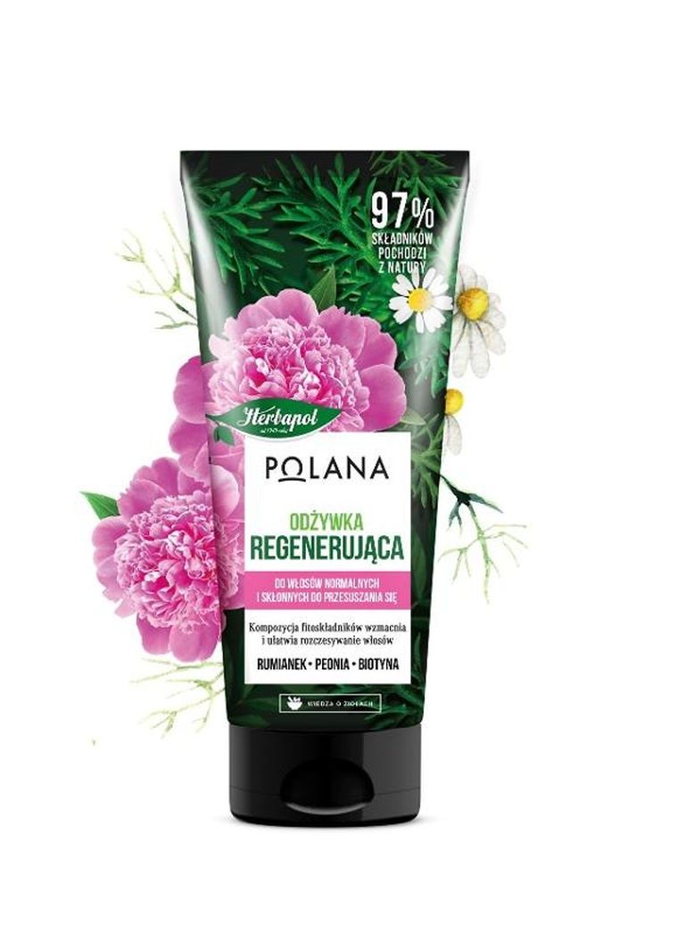 Herbapol, Polana, odżywka do włosów regenerująca, rumianek-peonia-biotyna, 200 ml