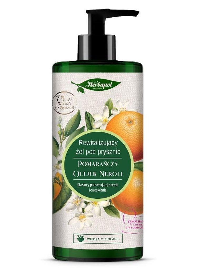 Herbapol, rewitalizujący żel pod prysznic, pomarańcza & olejek neroli, 740 ml