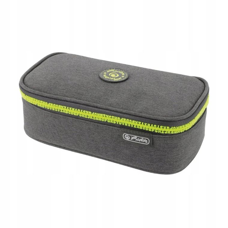 Herlitz, Beatbox, piórnik owalny, ABC, szaro-żółty