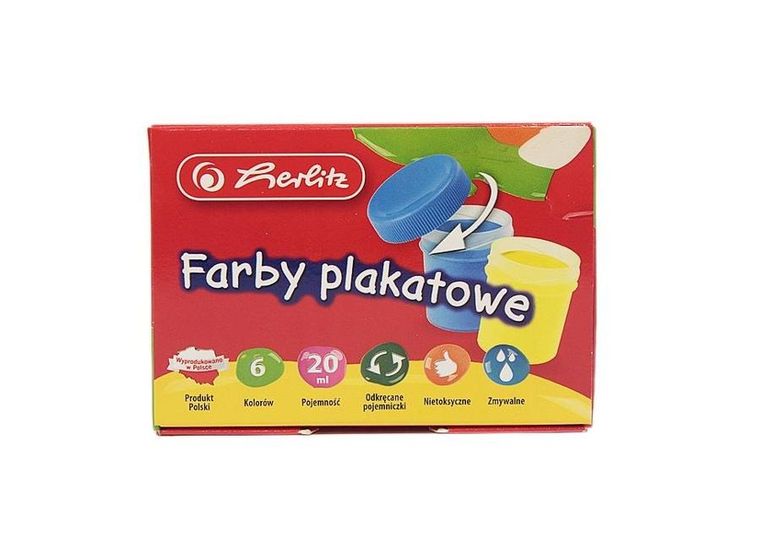 Herlitz, farby plakatowe, 6 kolorów x20 ml