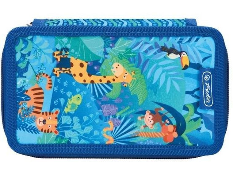 Herlitz, Jungle Safari, piórnik rozkładany, potrójny, z wyposażeniem