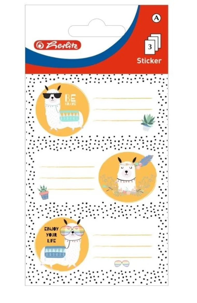 Herlitz, naklejki szkolne, lama