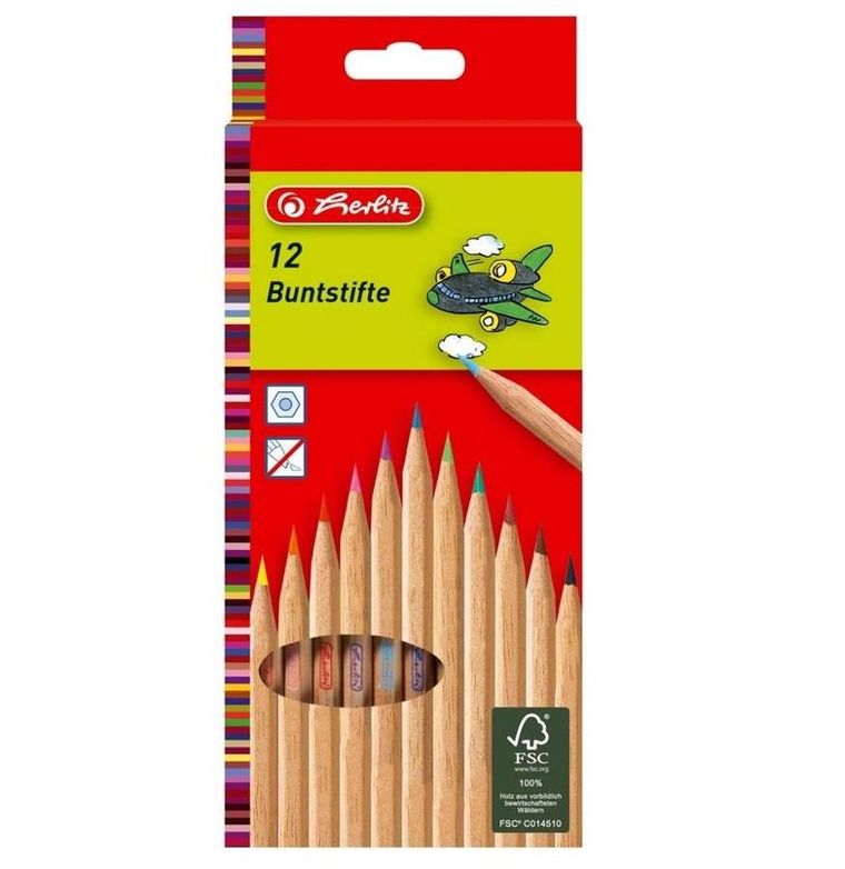 Herlitz, Natura, kredki ołówkowe, drewniane, 12 kolorów
