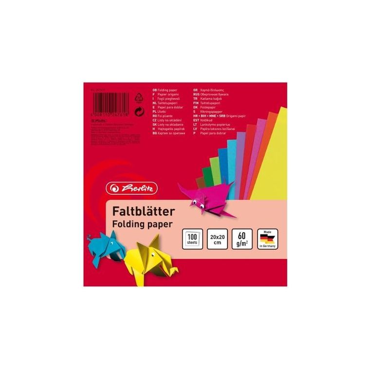 Herlitz, papier kolorowy, 100 arkuszy, 20-20 cm